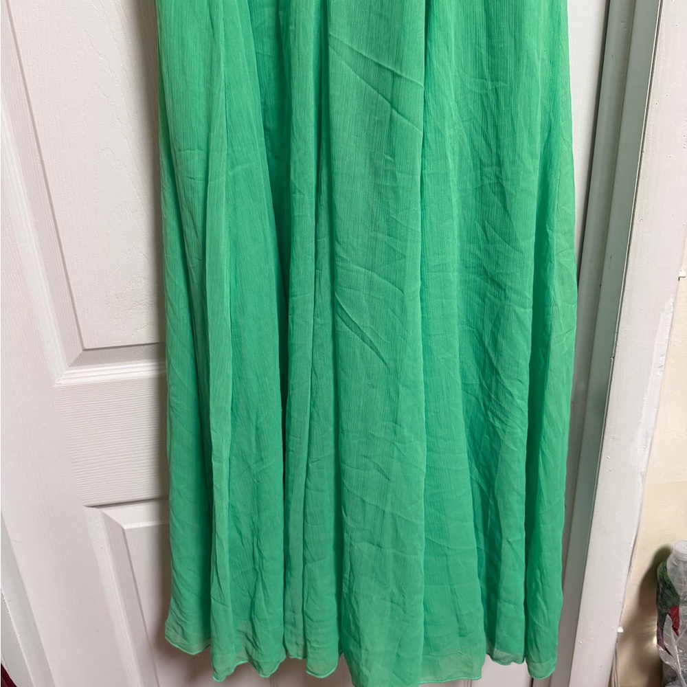 ASOS DESIGN cami strappy midi skater dress with godet in bright green - Picture 4 of 11